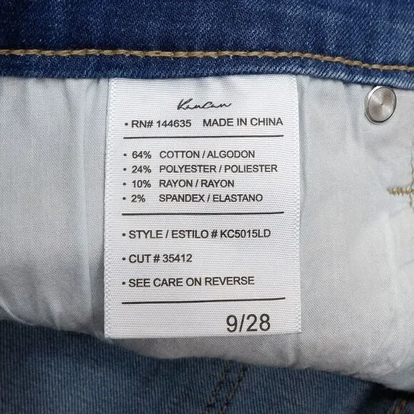 KanCan Jeans Juniors 9/28 Skinny Distressed Released Hem Blue Stretch 28 x 27 - Picture 7 of 10
